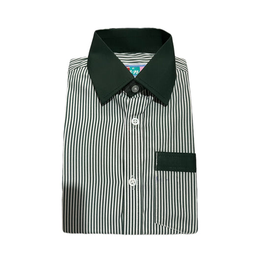 Green Wide Line Boys Shirt